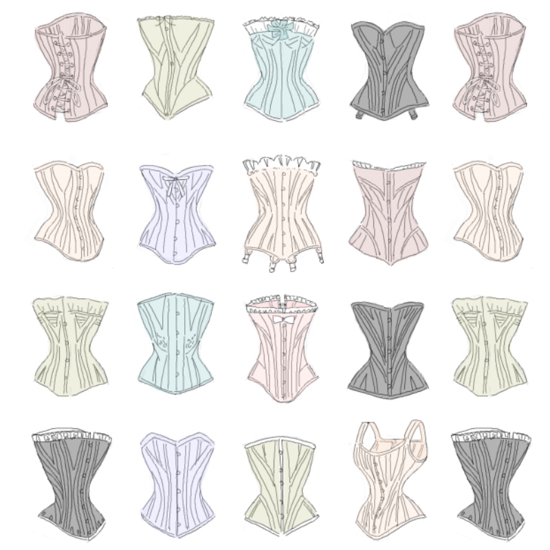 Drawings of corsets