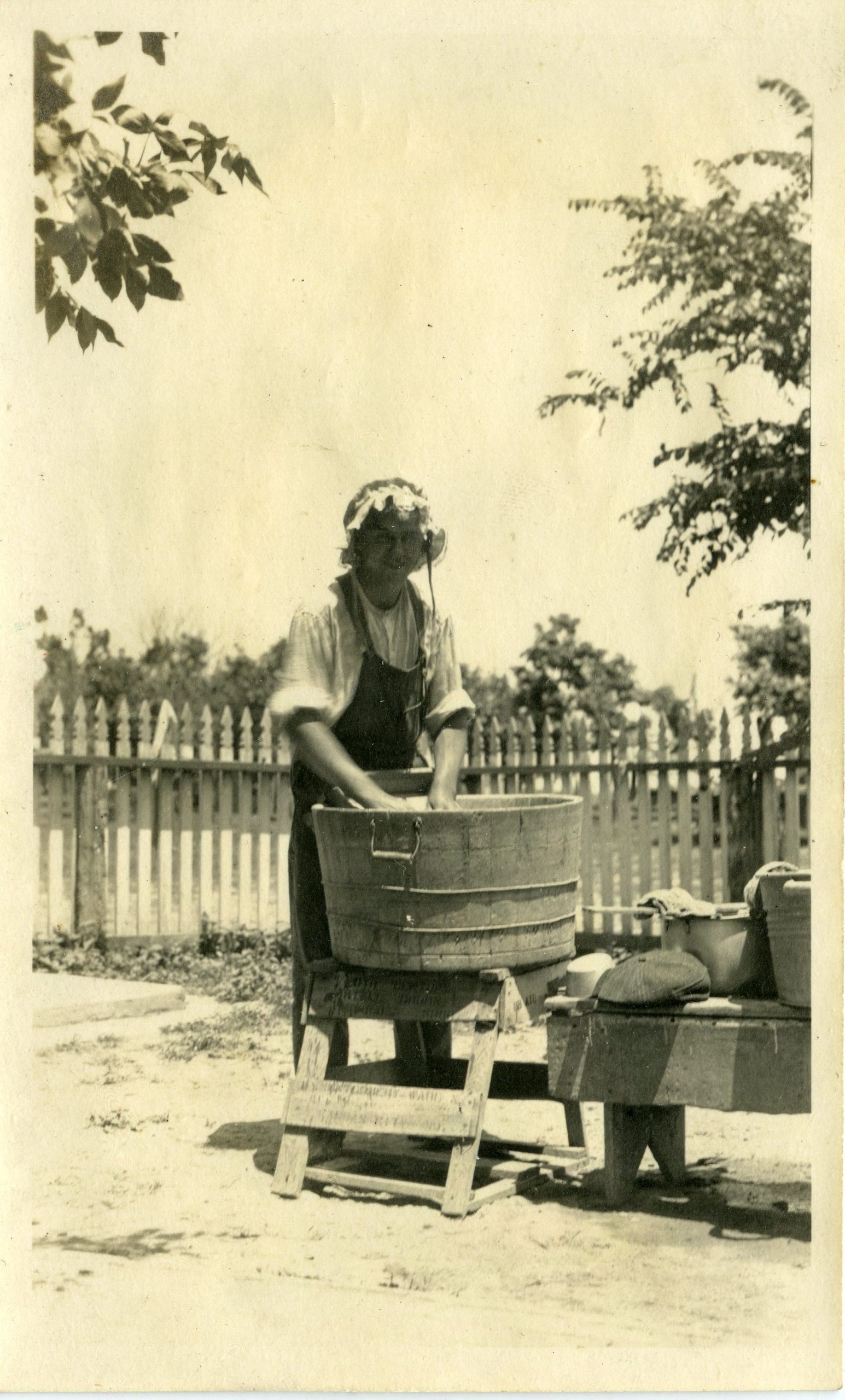 Woman and wash bin