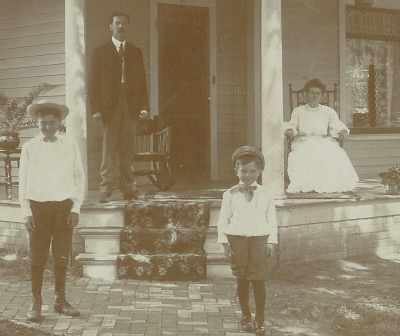 Alice Brooke, her husband, A.H. Brooke, and sons Don & Bill, 1905. Courtesy of Adams County Historical Society.