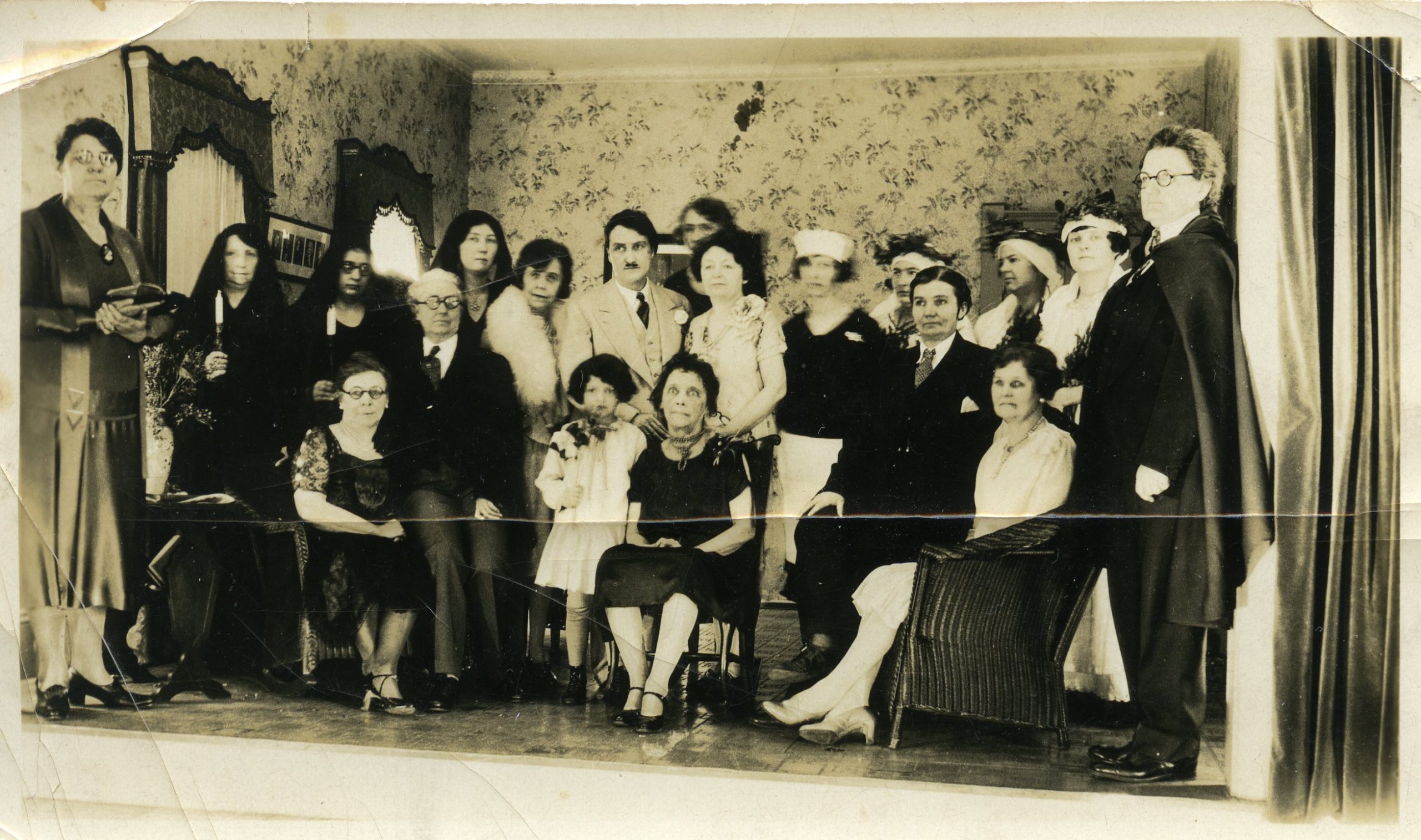 Caroyln Renfrew (center) with Hastings Woman's Club after performance of My Garden, April 1938.