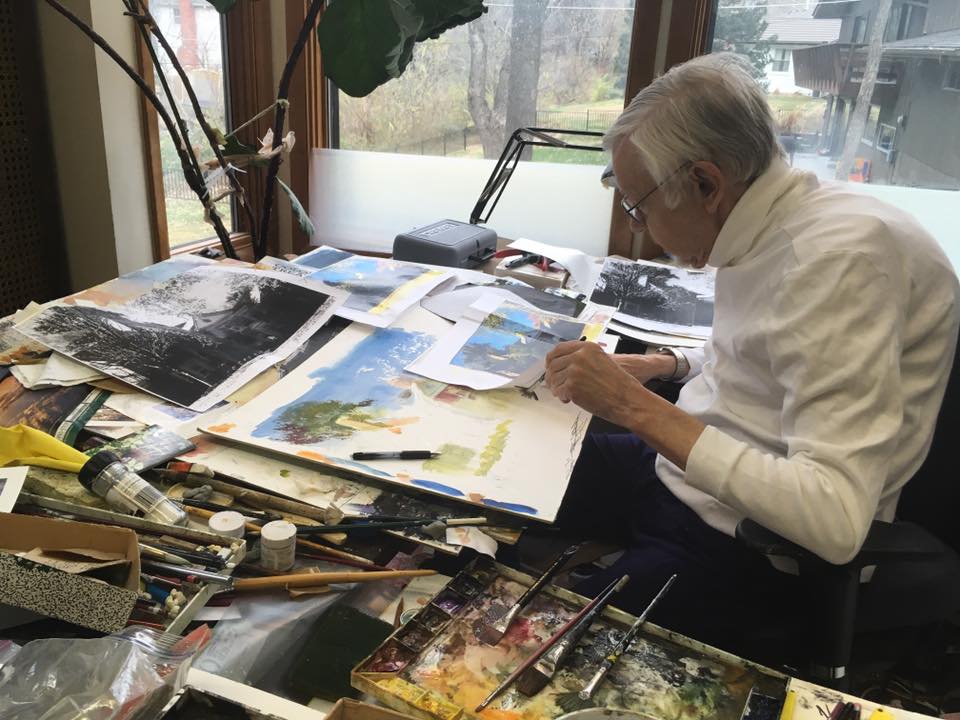 Jim painting in his studio, December 2016.