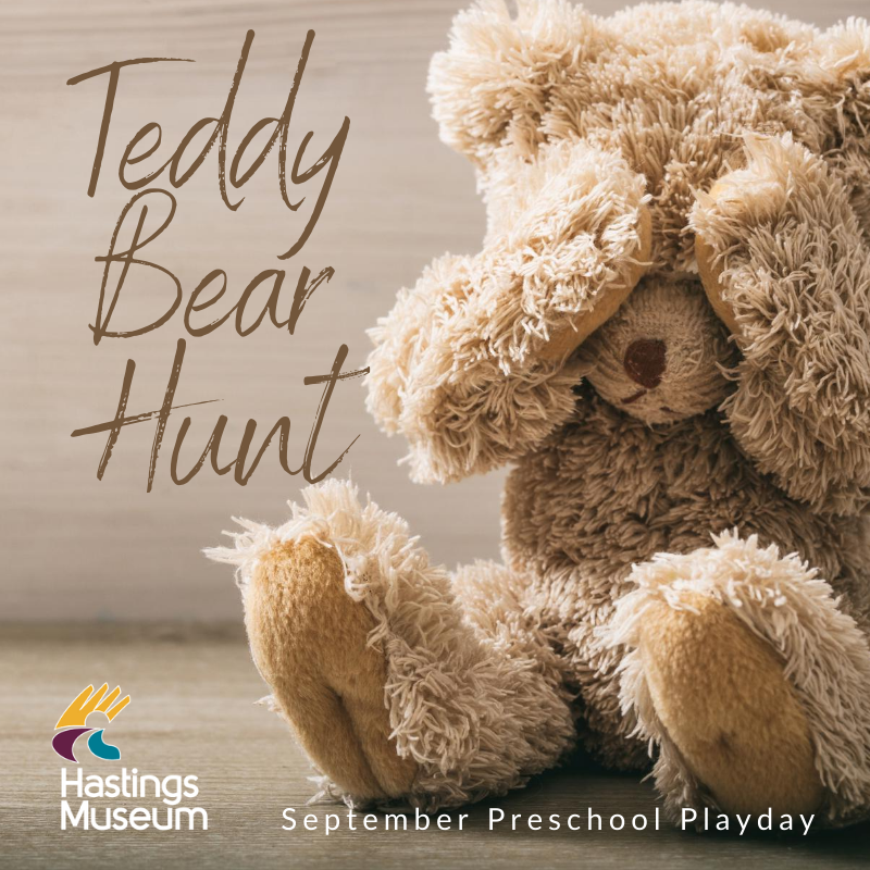 Teddy Bear with text reading "Teddy Bear Hunt"