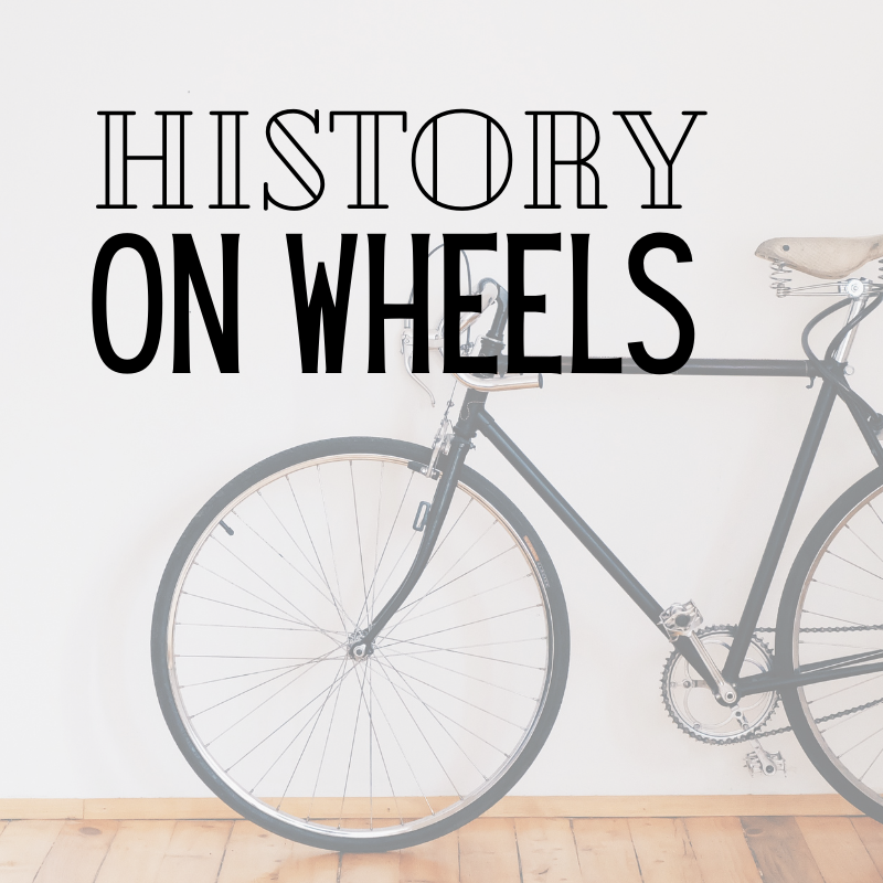 Bike with text "History on Wheels"