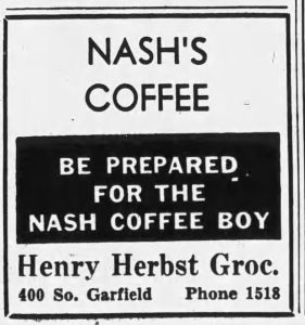 Herbst Grocery Ad for Nash Coffee