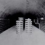 Interior of storage bunker with live ammunition
