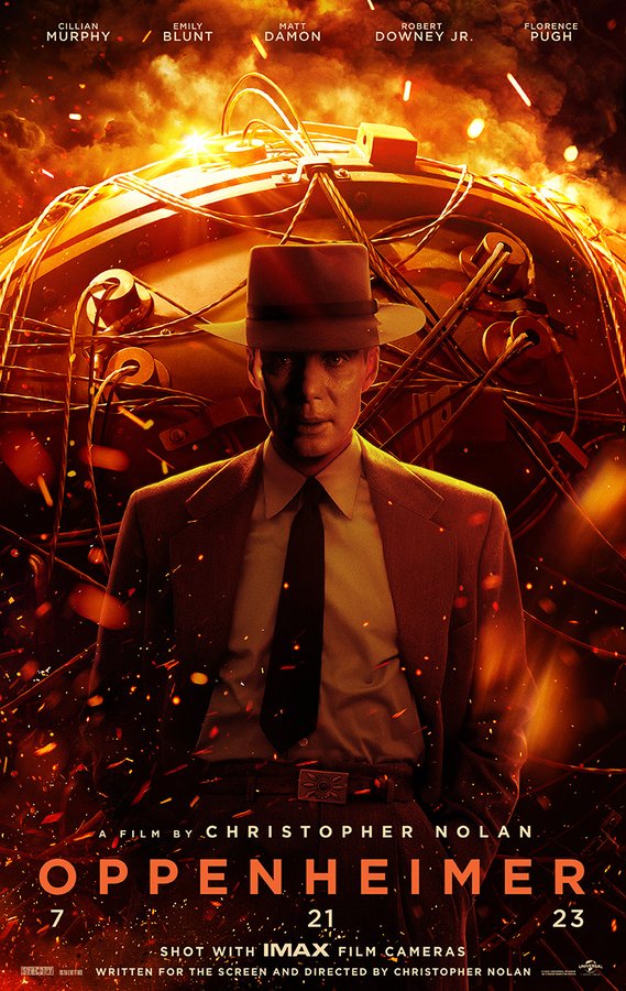 Up close photo of Cillian Murphy in the poster for the Oppenheimer film