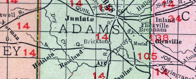 Colorful Map of Adams County Nebraska
