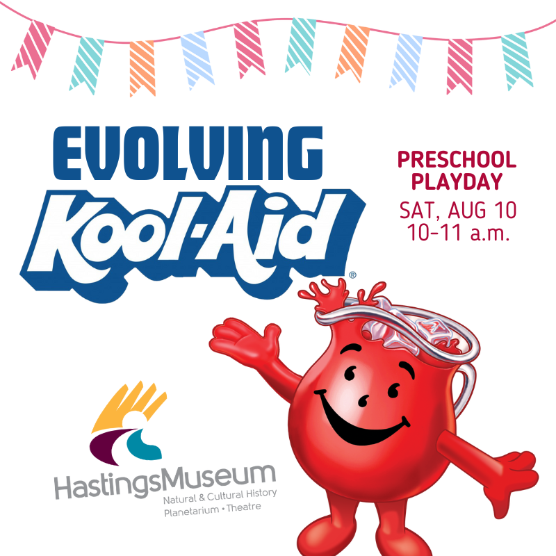 Kool-Aid science graphic for preschool event at the Hastings Museum