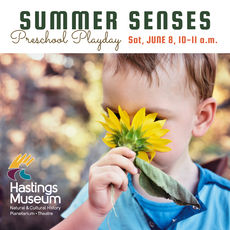 advertising graphic for June 8 preschool playday at the Hastings Museum