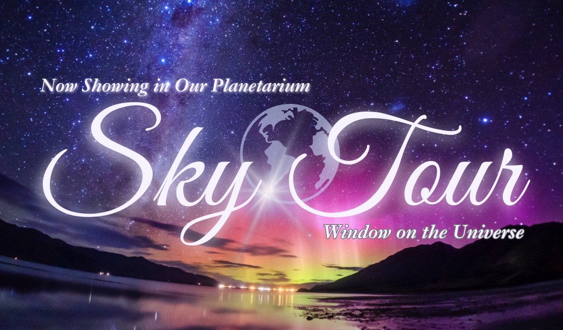 Sky Tour planetarium show title graphic for the Hasting Museum