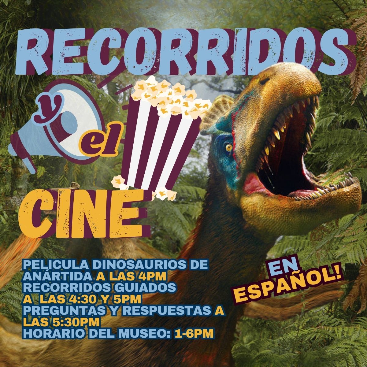 Museum graphic for tours and film in Spanish July 21