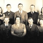 Jacob, Jr and Elizabeth Sittner family. Lee Adam is standing second from right. Jacob III is sitting second from left. Jacob, Jr and Elizabeth are seated in the center.